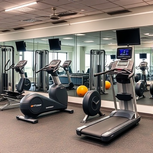 Fitness equipment financing: modern gym with treadmills and strength machines