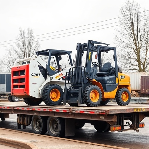 Skid steer financing: skid steer loader on a flatbed trailer