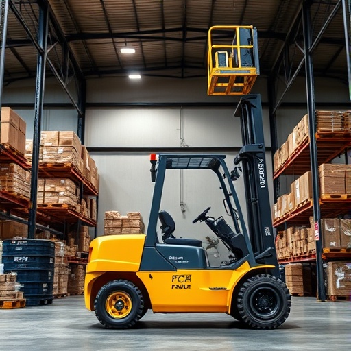 Business equipment leasing: forklift in a warehouse