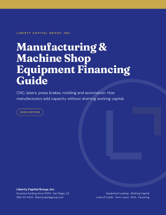 Free Equipment Financing &Amp; Business Funding E-Books 5 Cover of the manufacturing and machine shop equipment financing guide